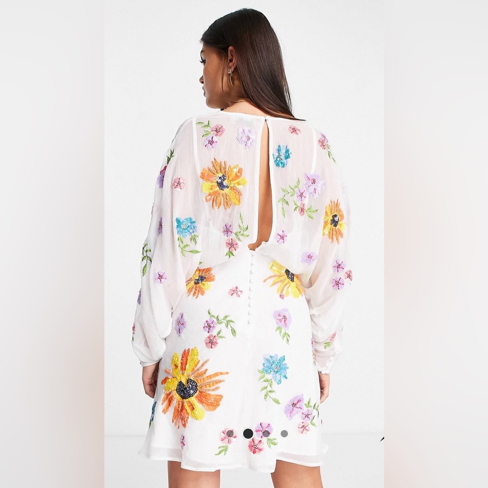 ASOS White Mini Dress Flowers